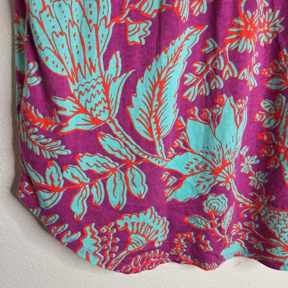 3 /$30 Soft Surroundings Floral Knit Tunic Top Purple Turquoise‎ Orange Small - Picture 6 of 10